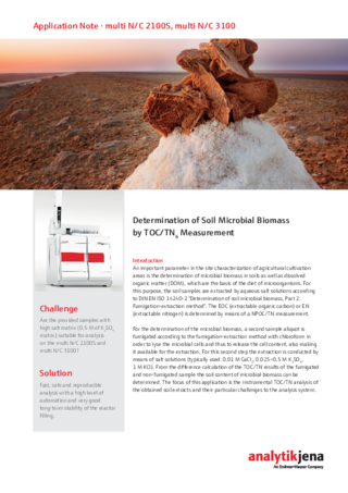 Determination of Soil Microbial Biomass by TOC/TNb Measurement