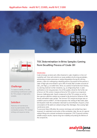 TOC Determination in Brine Samples Coming from Desalting Process of Crude Oil