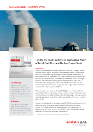 TOC Monitoring in Boiler Feed and Cooling Water of Fossil-Fuel-Fired and Nuclear Power Plants