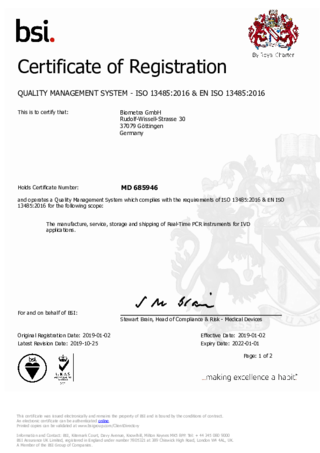 ISO Certificate Biometra GmbH