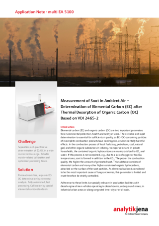 Measurement of Soot in Ambient Air - Thermographical Determination of Elemental Carbon (EC) after Thermal Desorption of Organic Carbon (OC) Based on VDI 2465-2