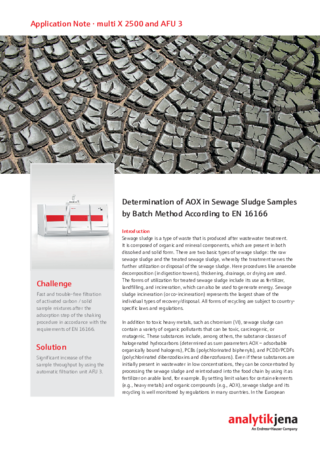 Determination of AOX in Sewage Sludge Samples by Batch Method According to EN 16166 