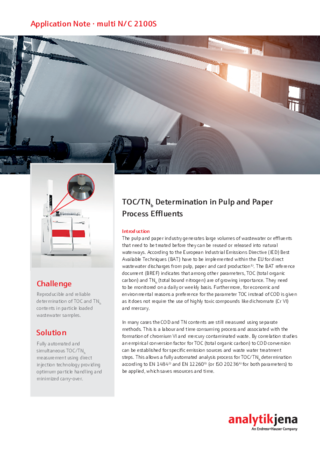 TOC/TNb Determination in Pulp and Paper Process Effluents