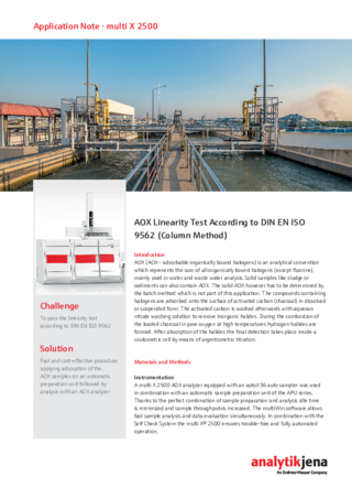 Linearity test according to DIN EN ISO 9562 (column method)