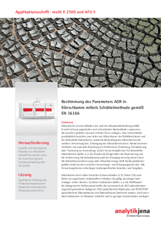 Bestimmung des Parameters AOX in Klärschlamm mittels Schüttelmethode gemäß EN 16166