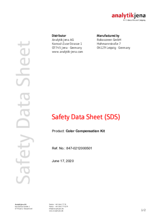 Safety Data Sheet Color Compensation Kit